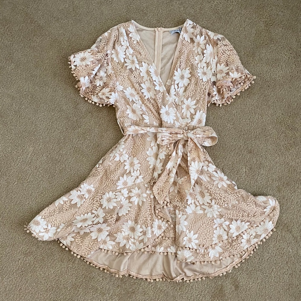 Cream floral mini dress